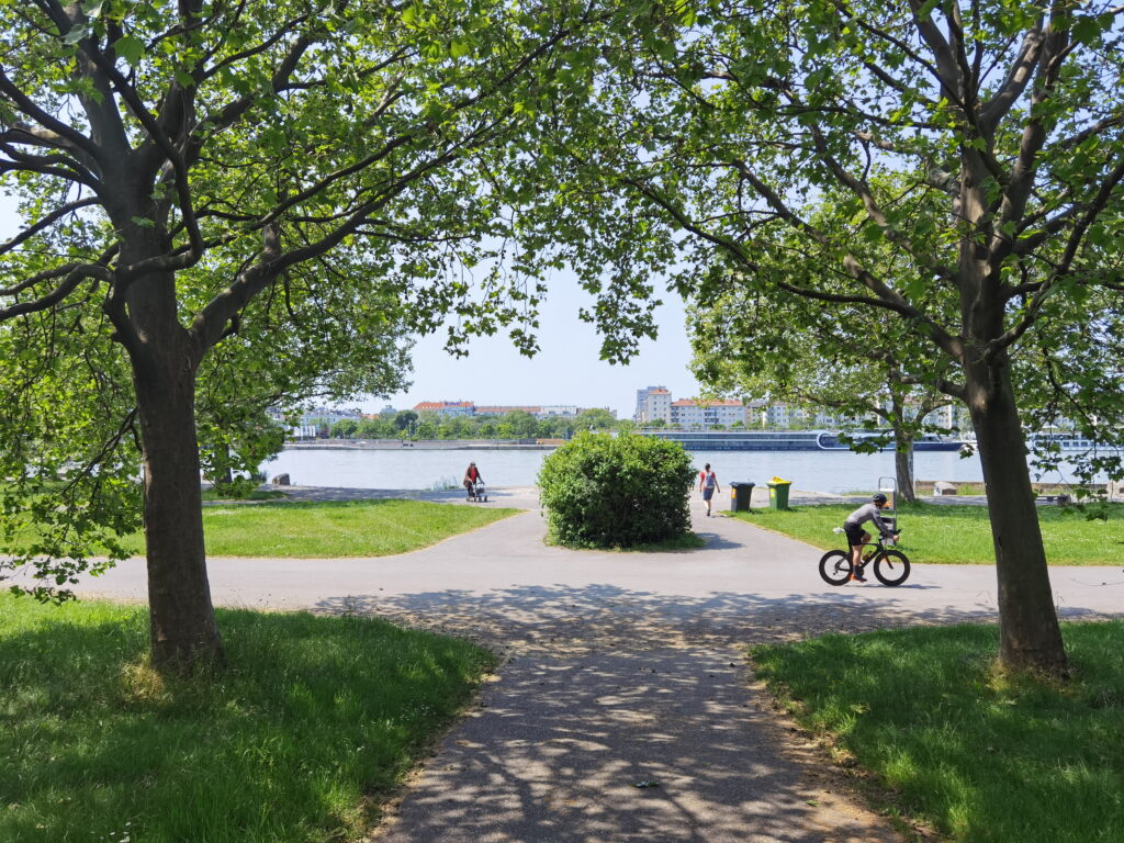 Auf der Donauinsel findest du viele Radwege und Spazierwege an der Donau